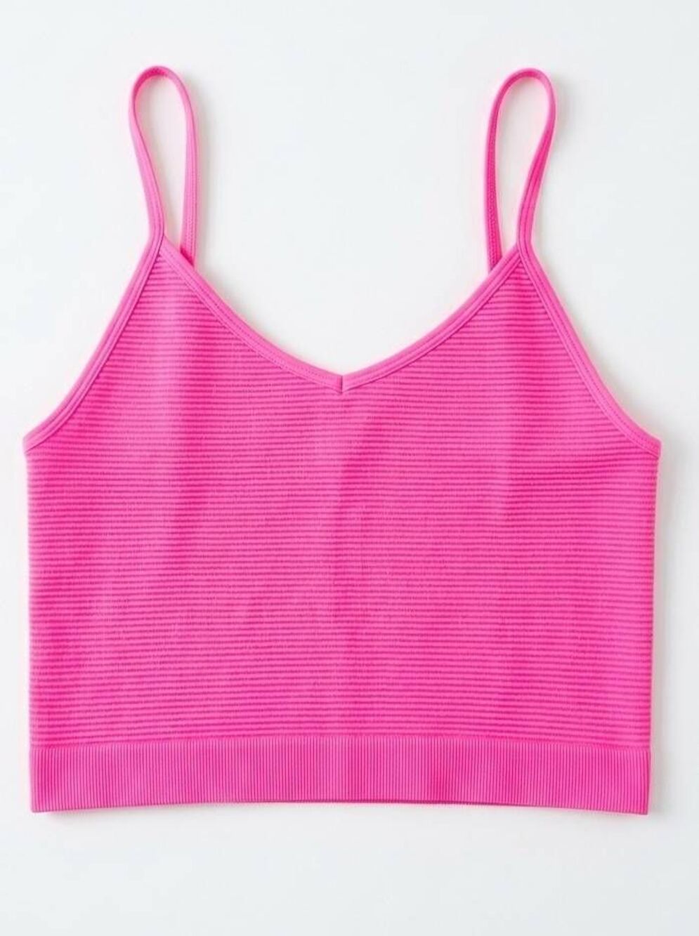 ☔️🔹️NWT Neon Pink Ribbed Two Way Textured Sleeveless Bralette Cami Large